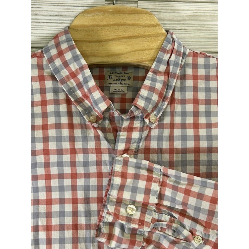 J.Crew Men's Slim Untucked Gingham Casual Lightweight Shirt 100% Cotton Sz XL